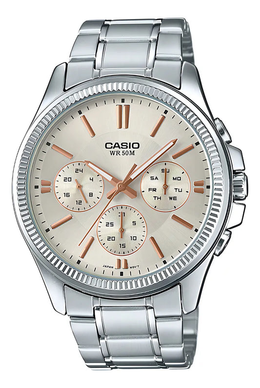 Reloj Hombre Casio Plateado Bisel Plateado Mtp-1375d-7a2vdf