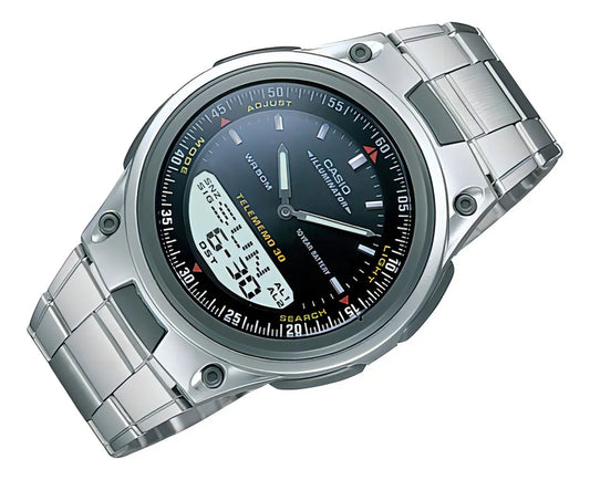 Reloj Casio Correa Acero Original Tablero Negro Aw 80d 1avcf