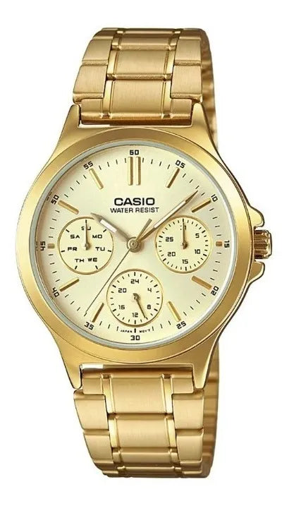 Set Relojes Casio Dorados Para Pareja Análogos