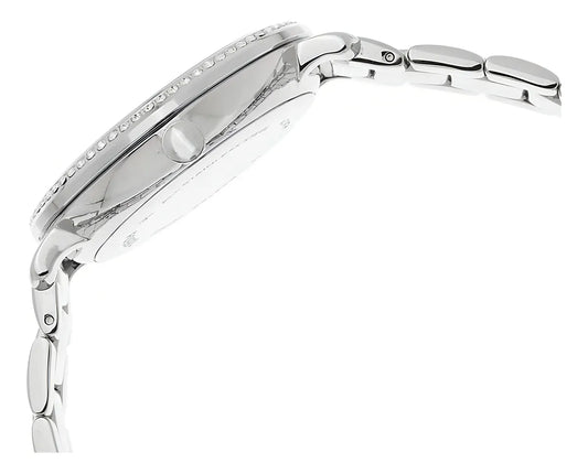 Reloj Fossil Dama Plateado Bisel Con Piedras Es3755