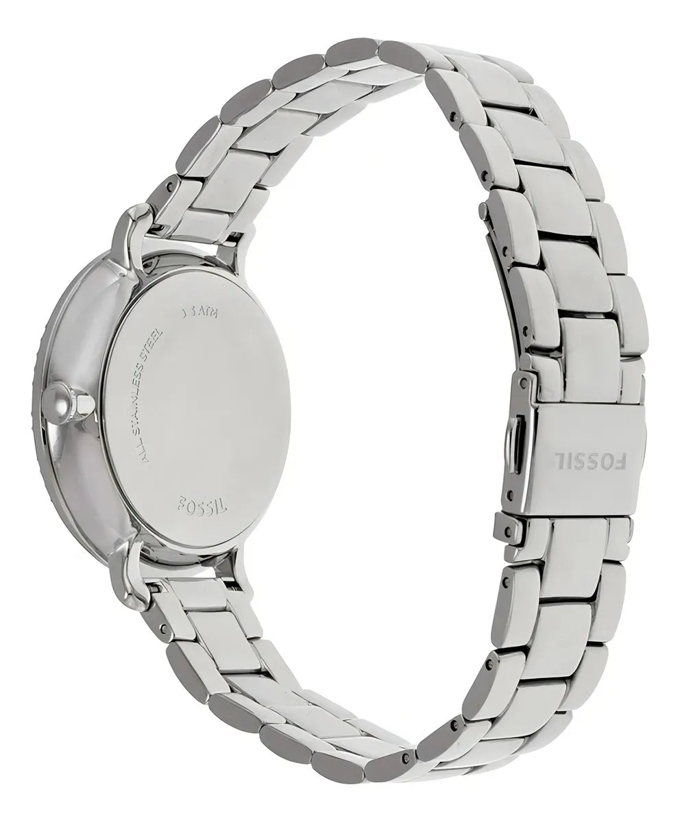 Reloj Fossil Dama Plateado Bisel Con Piedras Es3755