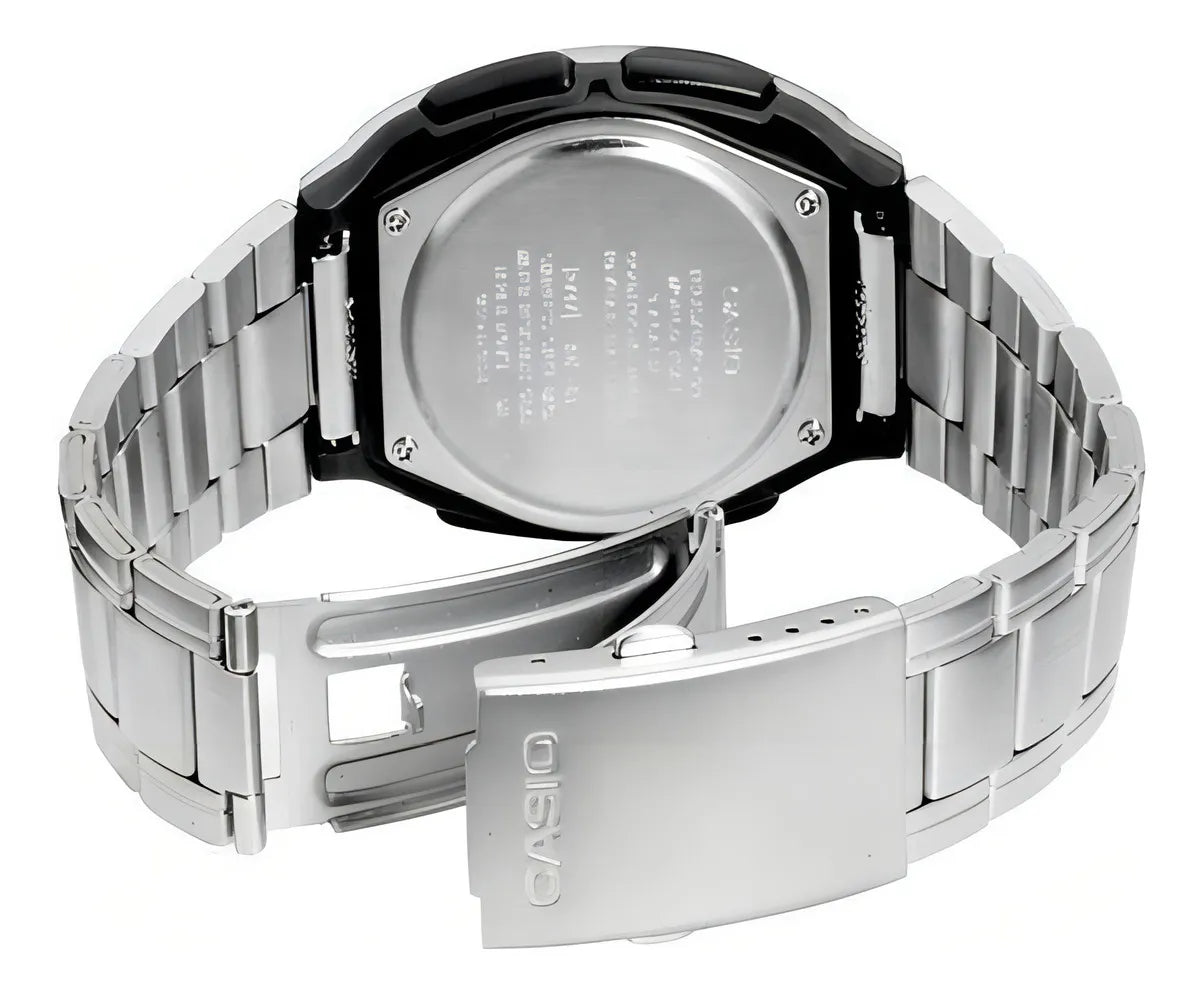 Reloj Casio Correa Acero Original Tablero Negro Aw 80d 1avcf