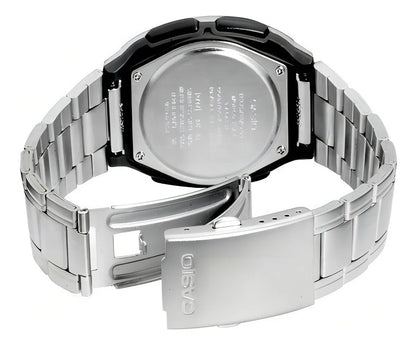 Reloj Casio Correa Acero Original Tablero Negro Aw 80d 1avcf
