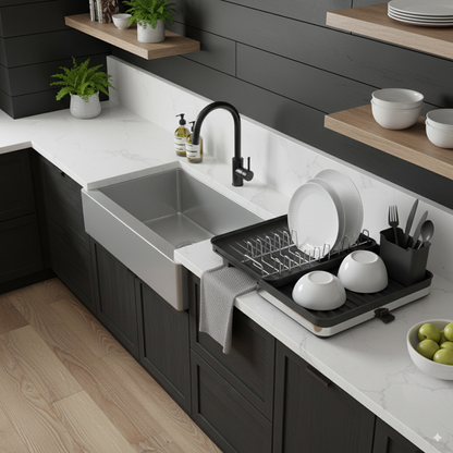 Escurridor Plegable En Acero Y Policarbonato Negro