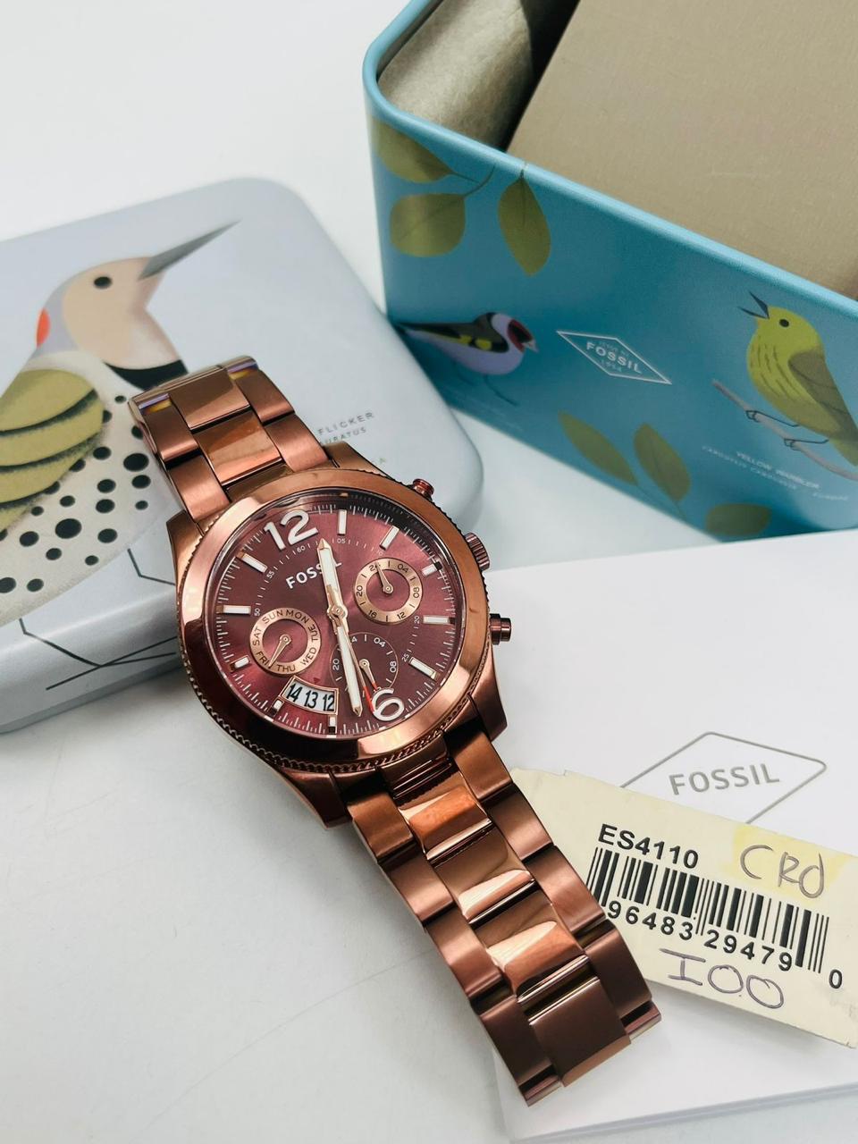 Reloj Fossil Dama Es4110 Color Borgoña